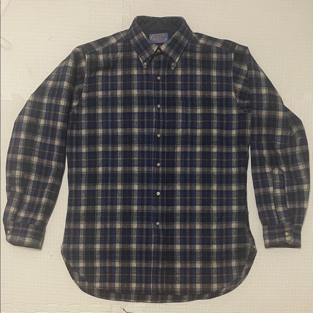 Pendleton Navy and Cream Plaid Button-Down Shirt